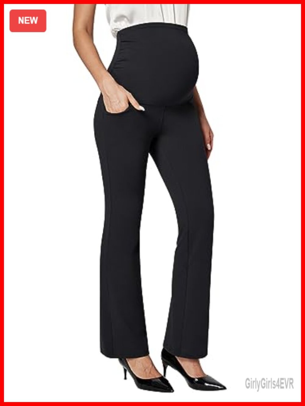 Maternity Over Belly Stretch Work Pants with Pockets
